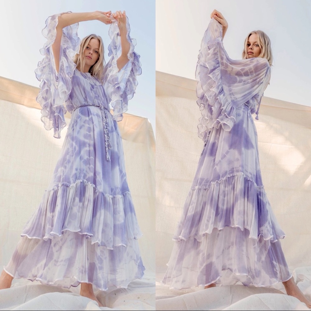 fillyboo Love Street Kimono Tie Dyed Maxi Dress